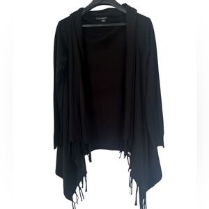Le Chateau Elegant Black Fringe Cardigan - Size XS